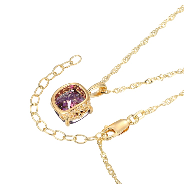 Purple And White Cubic Zirconia 18k Yellow Gold Over Silver February
Birthstone Pendant 5.81ctw