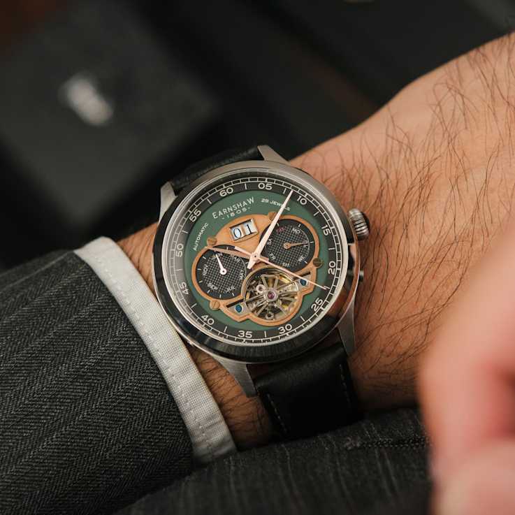 Thomas Earnshaw Baron Grand Date Calendar Open Heart Automatic