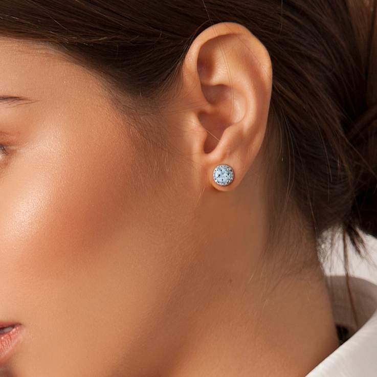 Aquamarine and Diamond 10K White Gold Earrings 0.87ctw