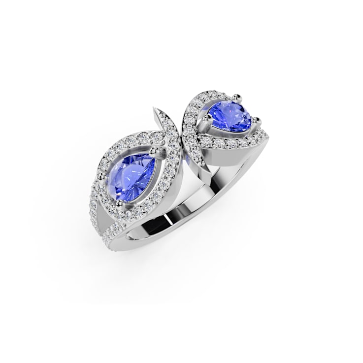 14K White Gold Tanzanite and Diamond Ring 0.67 ctw