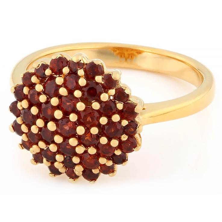 Garnet Cluster Ring In 18K Gold Over Sterling Silver 1.10ctw
