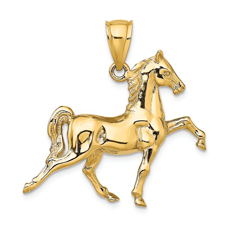 14k Yellow Gold 3D Tennessee Walking Horse Charm