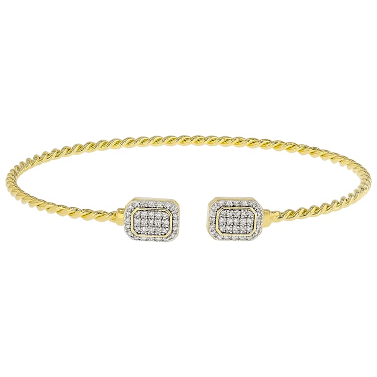 Polished Lab-Grown Diamond Rope-Motif Flex Bangle In 18K Gold Over
Sterling Silver