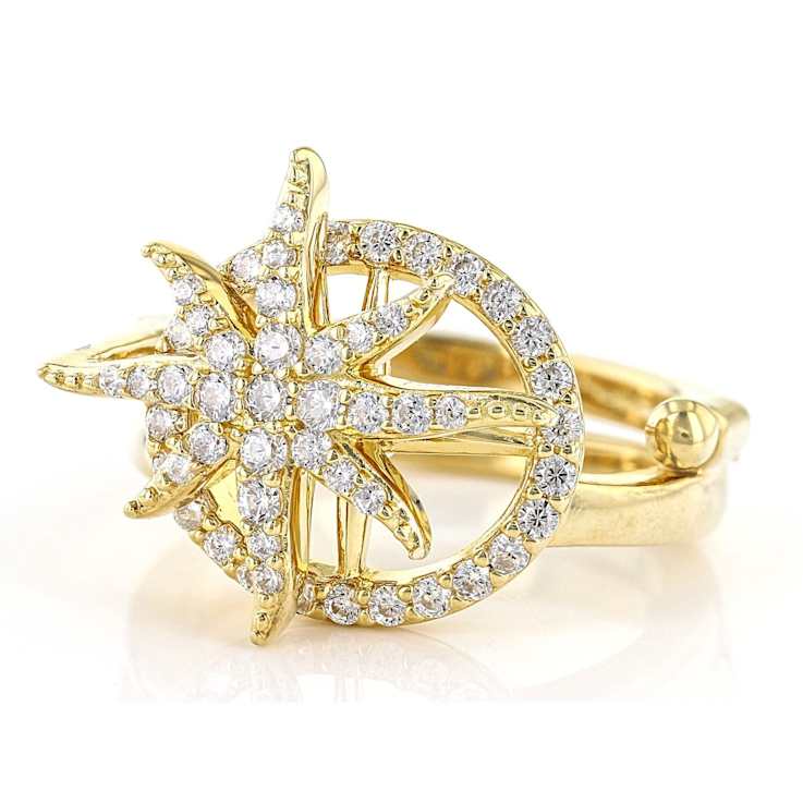 CZ Star Ring In 18K Gold Over Sterling Silver 0.86ctw