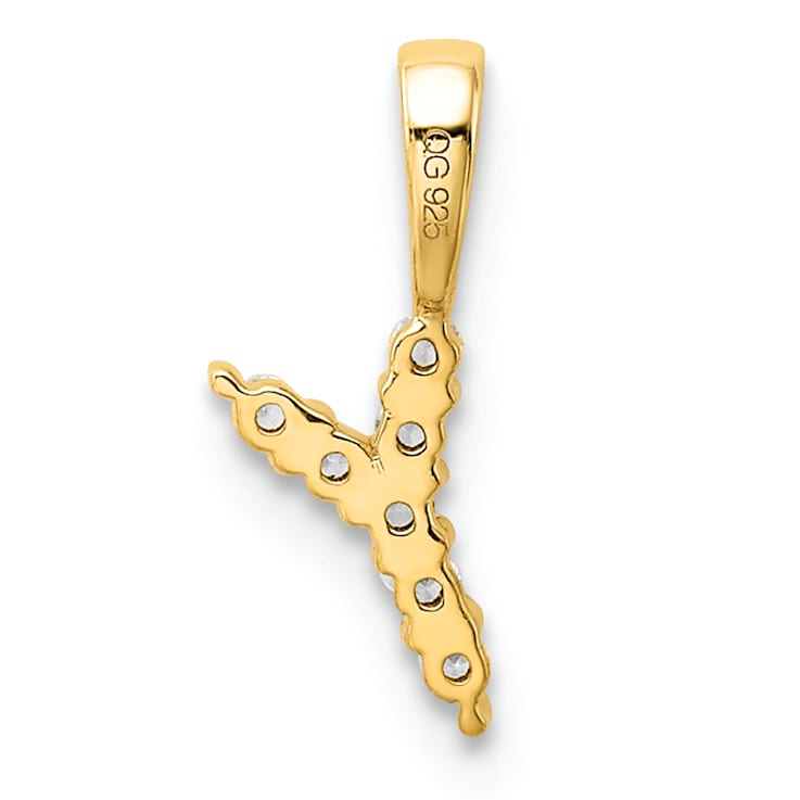 14K Yellow Gold Lab Grown Diamond Letter Y Initial Pendant