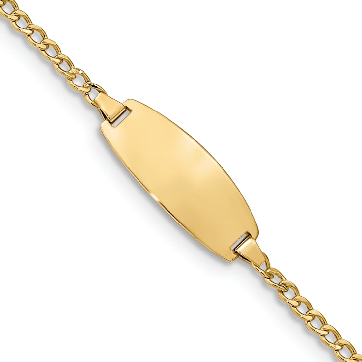 14k Yellow Gold Children's Oval Curb Link ID Bracelet
