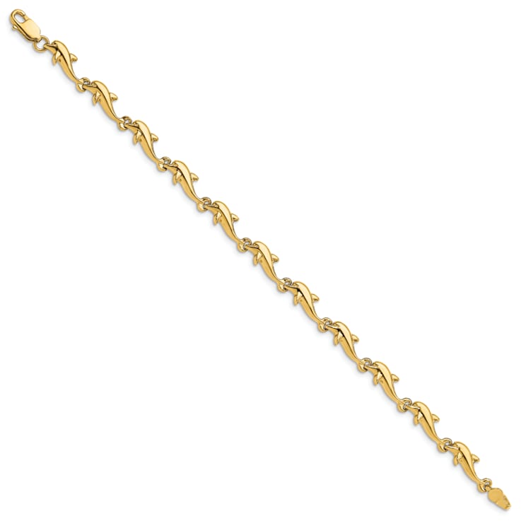 14k Yellow Gold Dolphin Link Bracelet