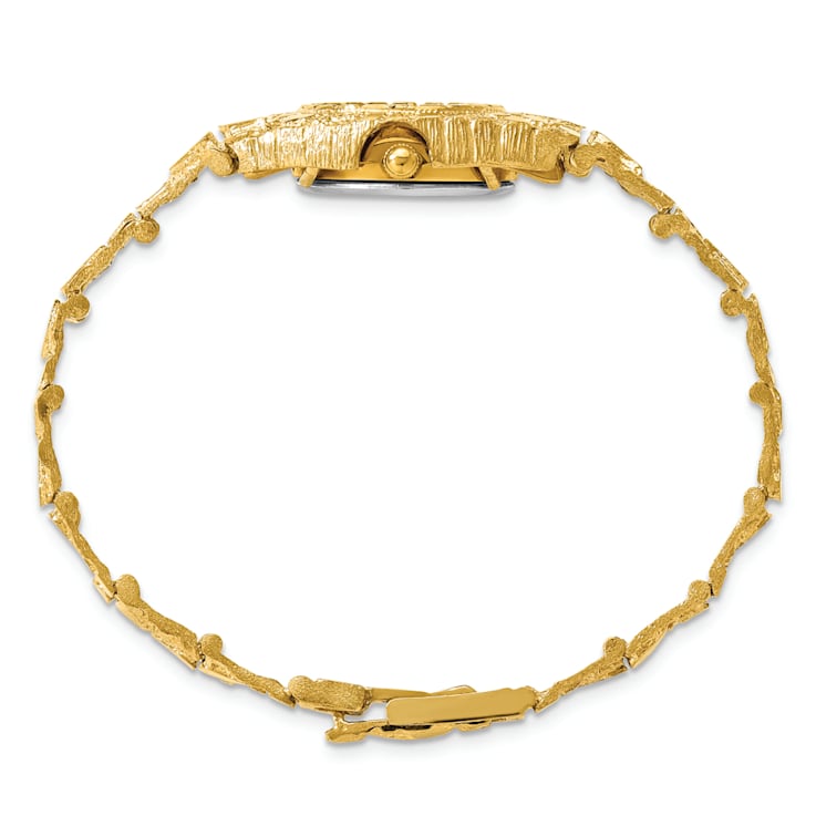 14k Yellow Gold Ladies Circular Champagne 22mm Dial Solid Nugget Watch