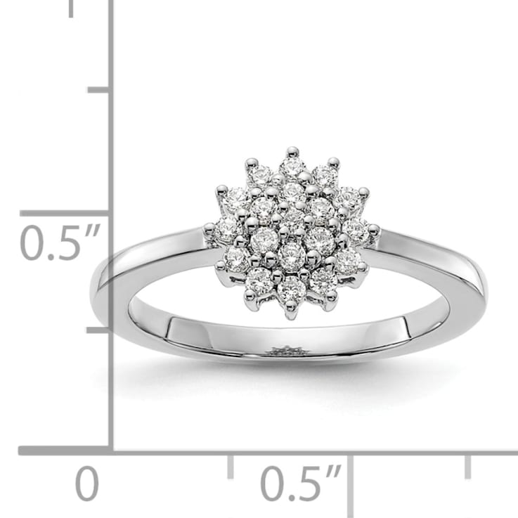 Rhodium Over 14K White Gold Lab Grown Diamond SI1/SI2, G H I, Cluster Ring