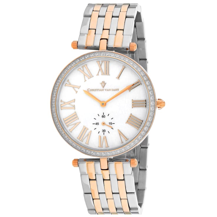 Christian Van Sant Women's Hush White Dial, Two tone Stainless Steel Watch