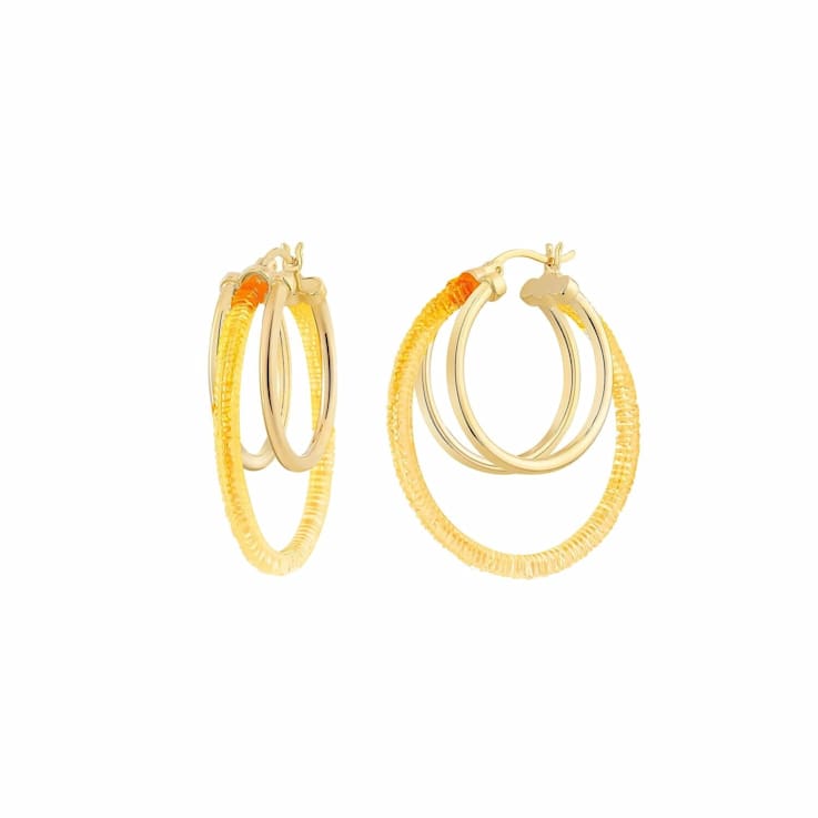 14K Yellow Gold Over Sterling Silver Acrylic Multi-Hoop Earrings in Honey