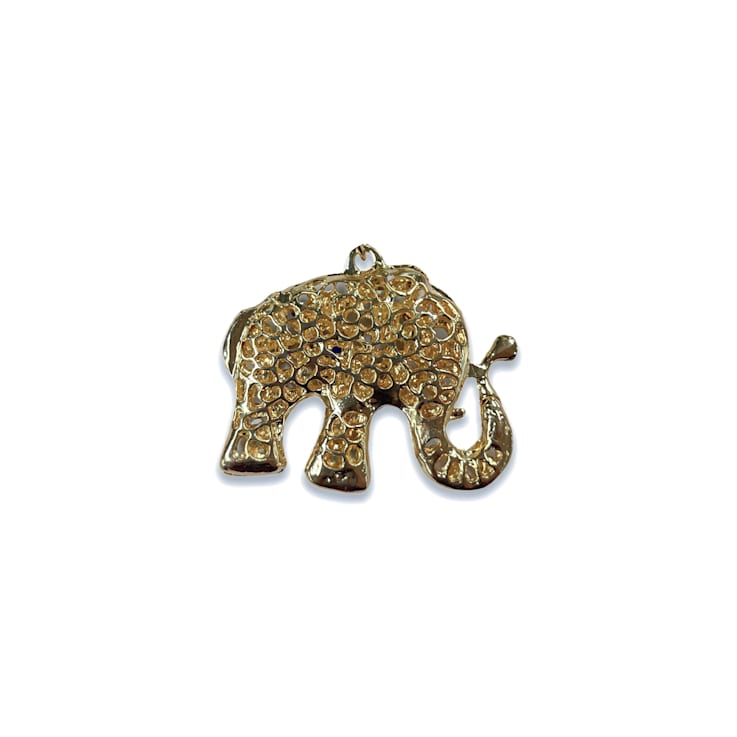 Gold Tone Blue Evil Eye Elephant