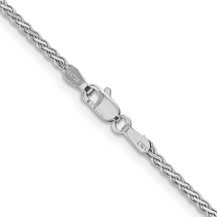 Rhodium Over 14k White Gold 1.9mm Solid Flat Wheat 20 Inch Chain