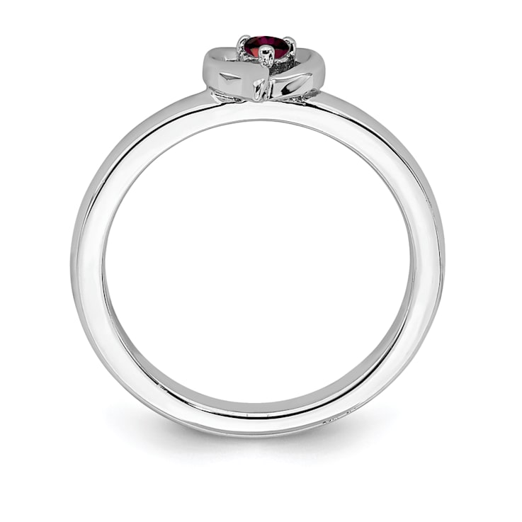 Sterling Silver Stackable Expressions Lab Created Ruby Heart Ring 0.08ctw