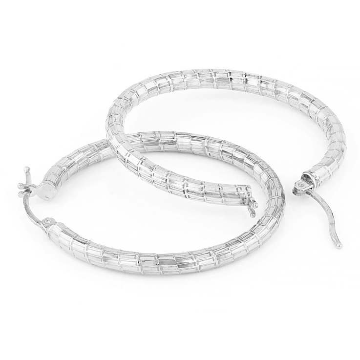 Diamond-Cut Hoop Earrings In Sterling Silver 1.25"