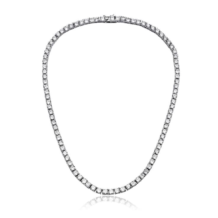 CZ Tennis Necklace In Sterling Silver