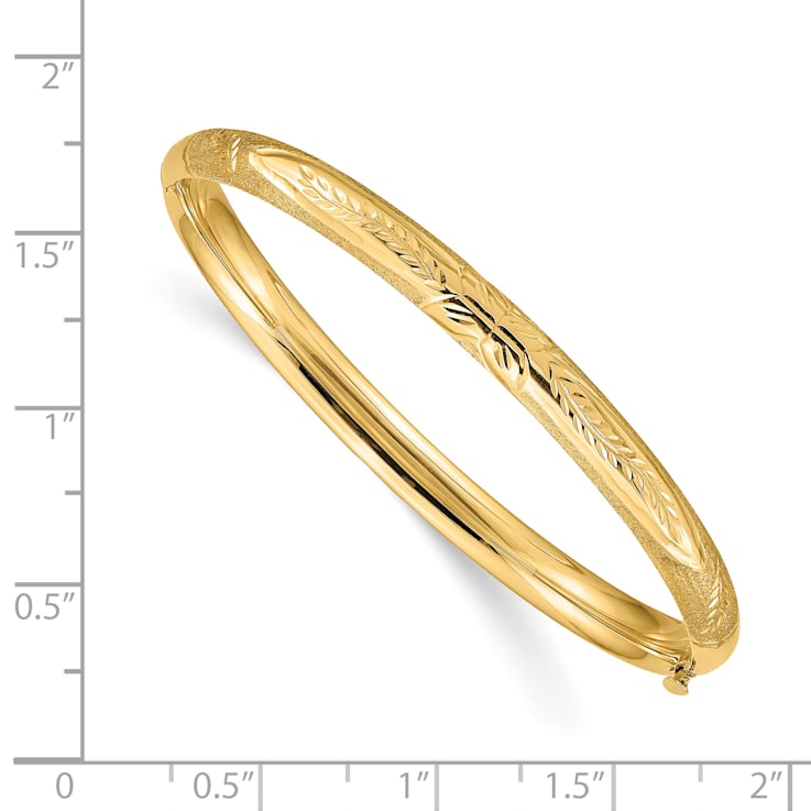 14k Yellow Gold Diamond-Cut Florentine Hinged Baby Bangle