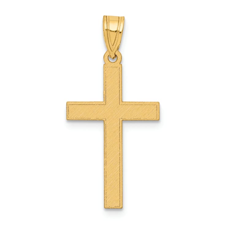 14k Yellow Gold Florentine Satin Cross Pendant