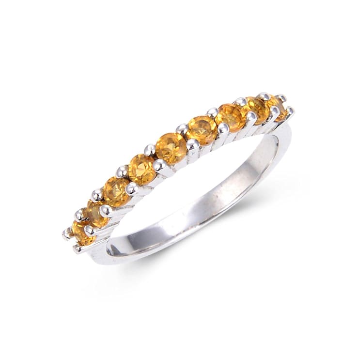 Yellow Citrine Sterling Silver Half Eternity Band