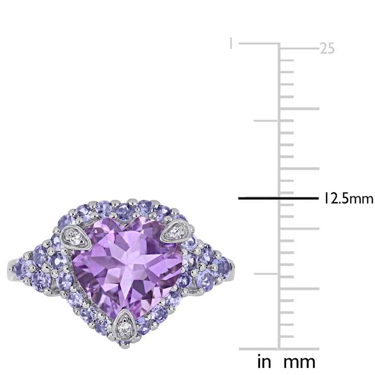 Tanzanite, Amethyst and Diamond 10K White Gold Ring 3.08ctw