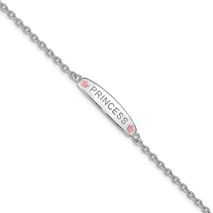 Rhodium Over Sterling Silver Enameled PRINCESS with 1-inch Extender
Children's Bracelet