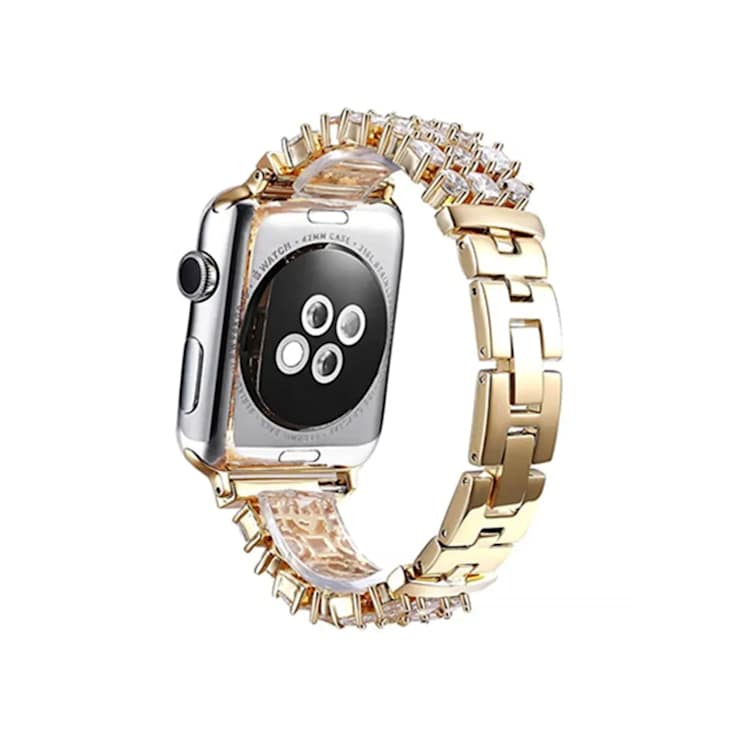 White Crystal Detail Yellow Stainless Steel Apple Watch Band (38/40mm).
Watch Not Included.