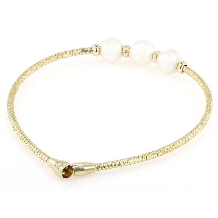 Graduating Freshwater Pearl Bracelet In 18K Gold Over Bronze