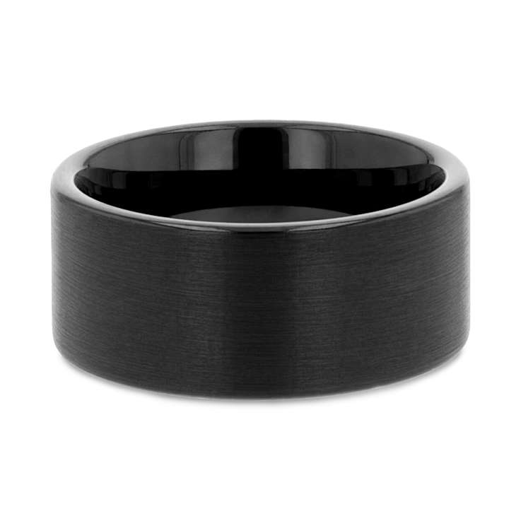 SAN ANTONIO Flat Black Tungsten Carbide Band with Brushed Finish 10mm