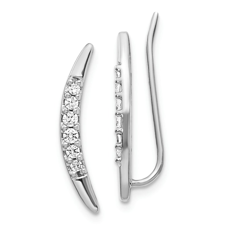 Rhodium Over 14K White Gold Lab Grown Diamond Ear Climber Earrings