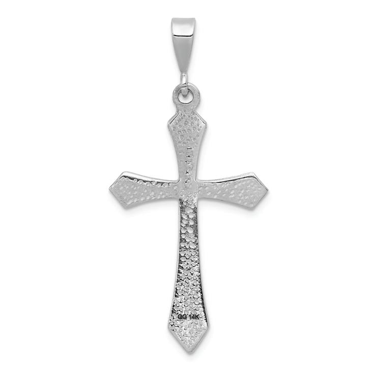 Rhodium Over 14k White Gold Textured Passion Cross Pendant