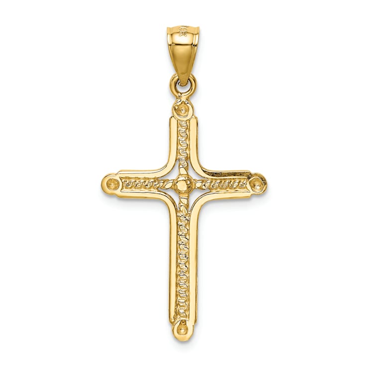 14k Yellow Gold Polished Braided Cross Pendant