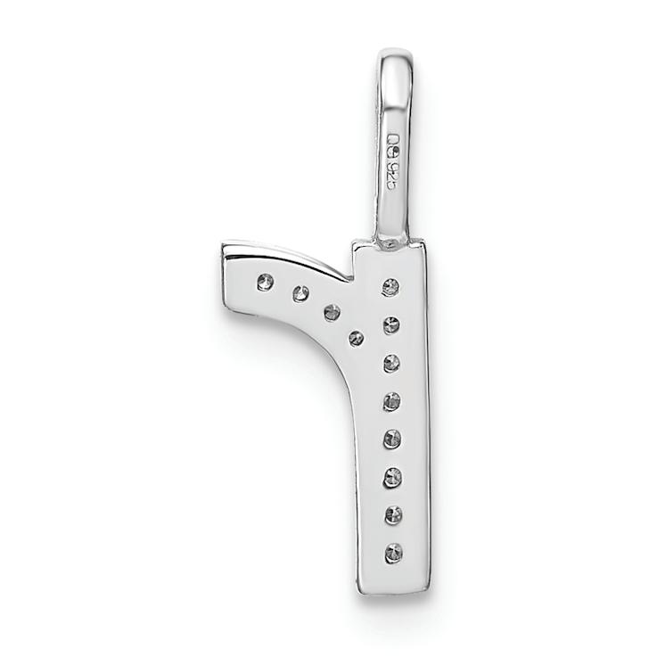 14K White Gold Diamond Lower Case Letter R Initial Pendant