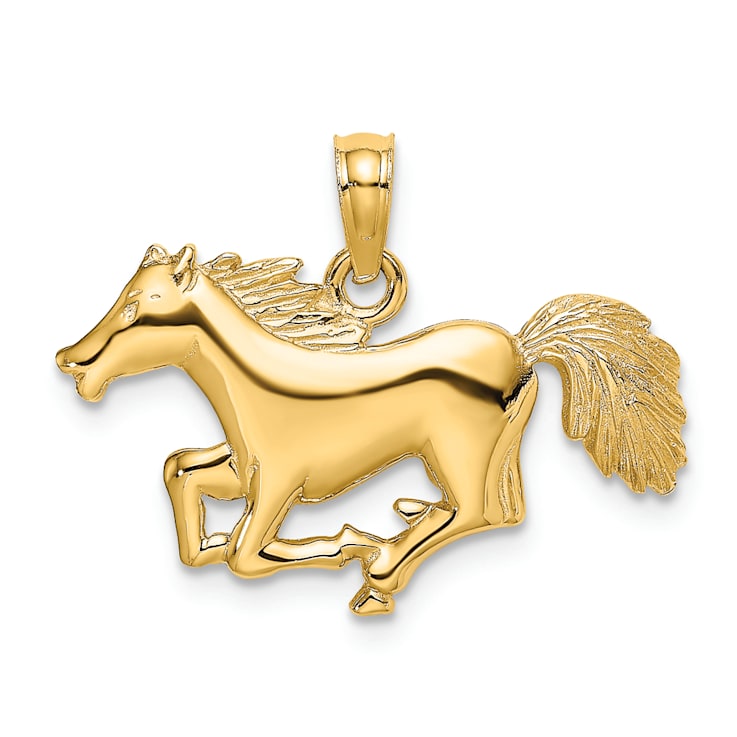 14k Yellow Gold Running Horse Pendant