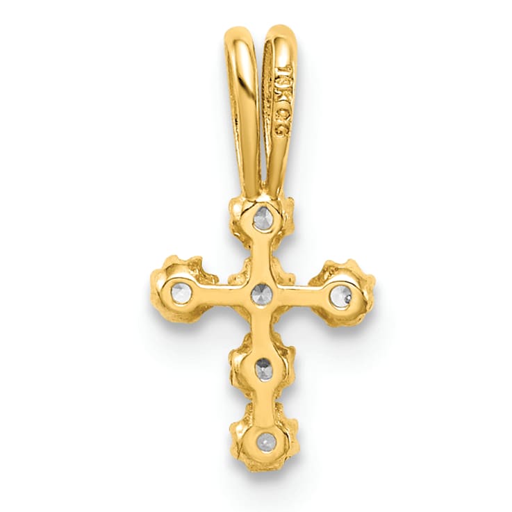14k Yellow Gold Cubic Zirconia Cross Pendant