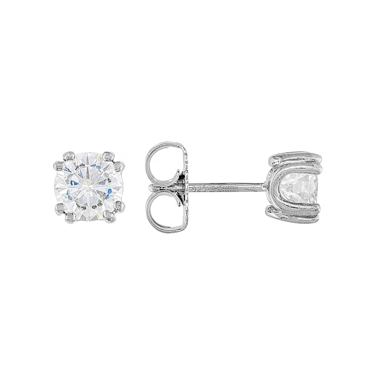 Moissanite Stud Earrings In Platinum-Enhanced Sterling Silver 1.00ctw
Diamond Equivalent Weight