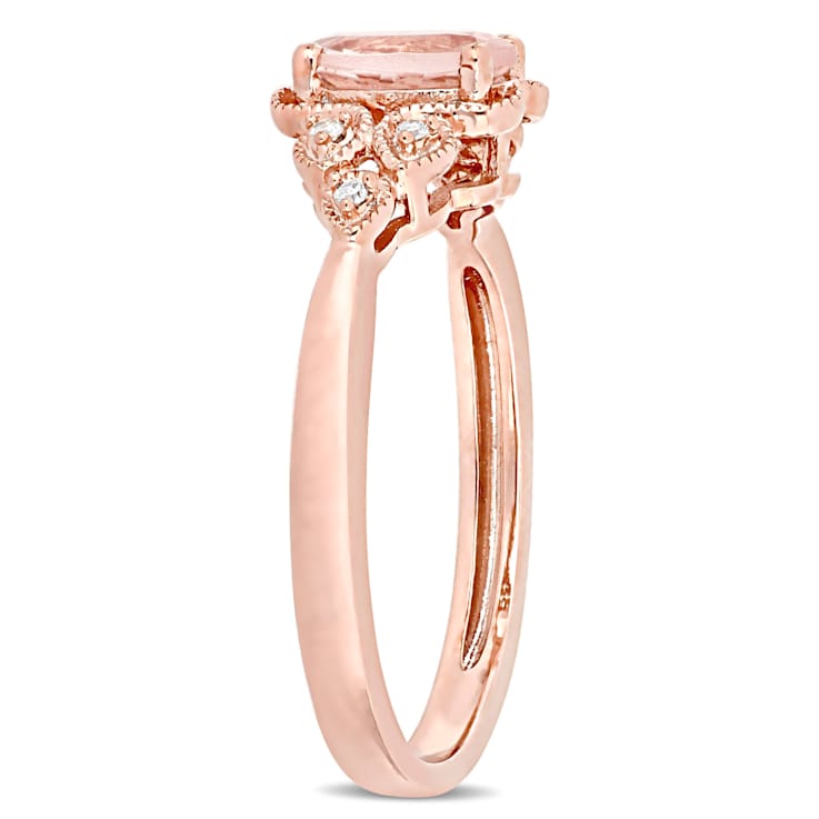 Morganite and Diamond 10K Rose Gold Filigree Ring 0.73ctw