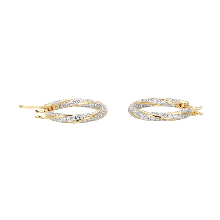White Cubic Zirconia Rhodium And 18K Yellow Gold Over Sterling Silver
Hoop Earrings 2.89ctw
