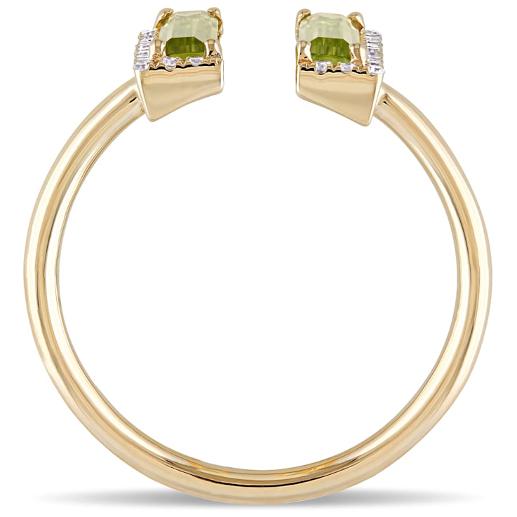 1ct Peridot and 0.10ctw Diamond in 14k Yellow Gold Open Design Ring