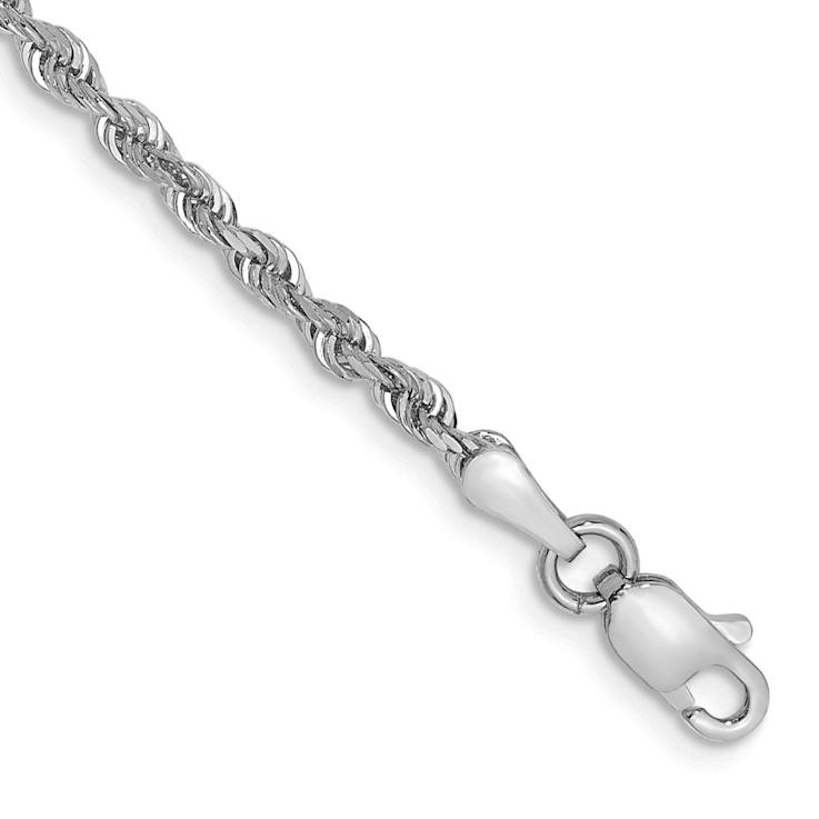 Rhodium Over 14k White Gold Diamond-Cut Quadruple Rope Link Bracelet