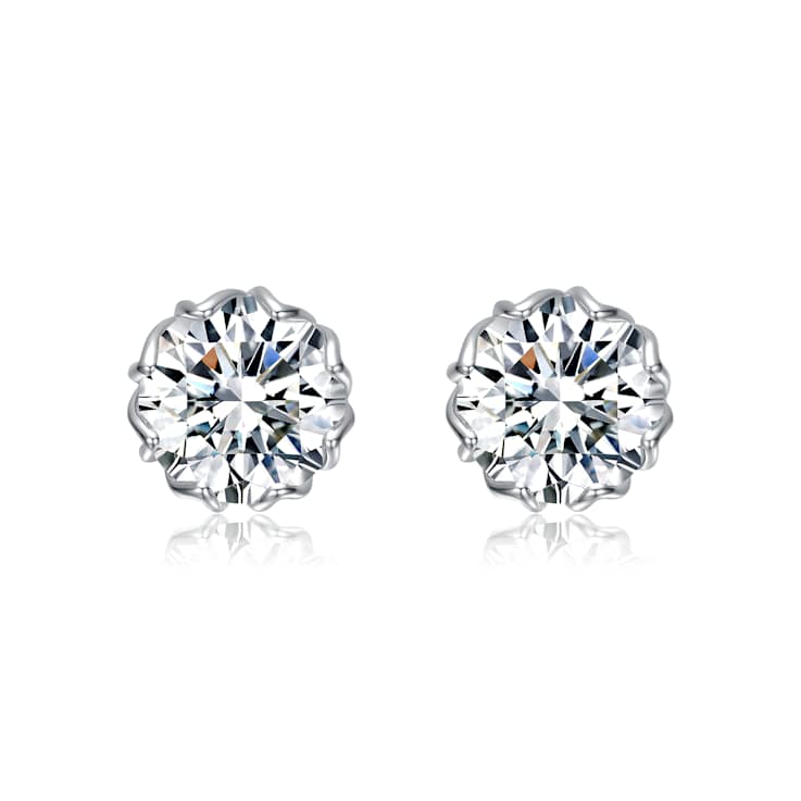 CZ Stud Earrings In Sterling Silver 3.8ctw