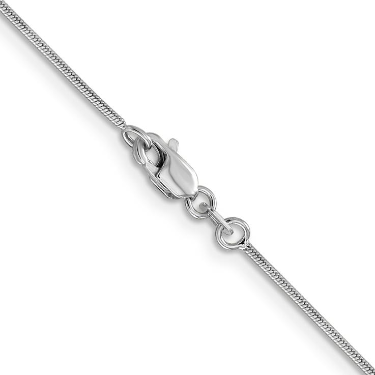 Rhodium Over 14k White Gold 0.9mm Solid Round Snake 24 Inch Chain