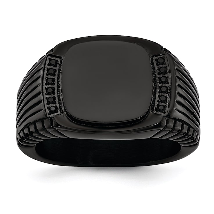 Stainless Steel Polished Black IP-plated with Black Cubic Zirconia
Signet Ring