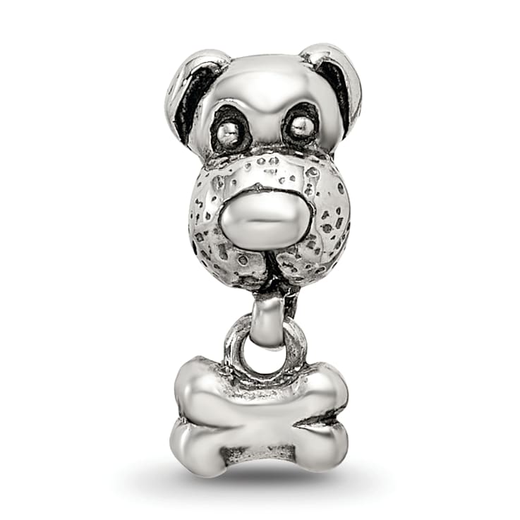 Sterling Silver Dog and Bone Bead
