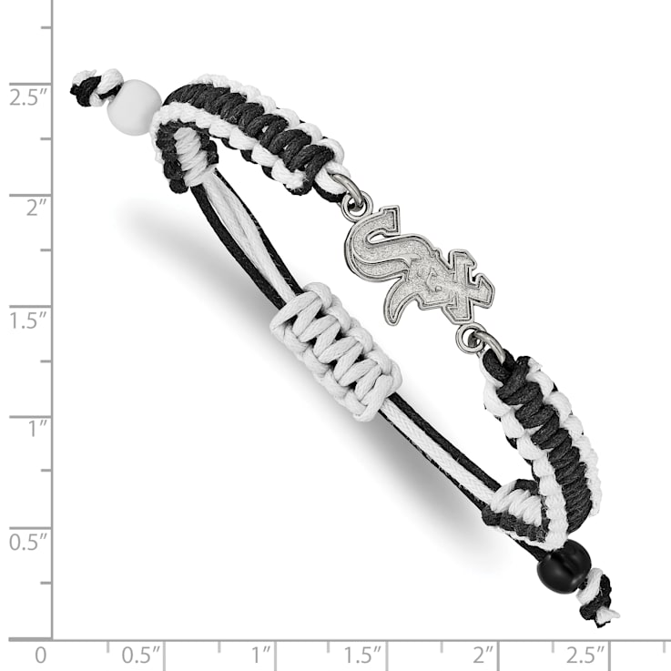 Stainless Steel MLB LogoArt Chicago White Sox Adjustable Cord Bracelet