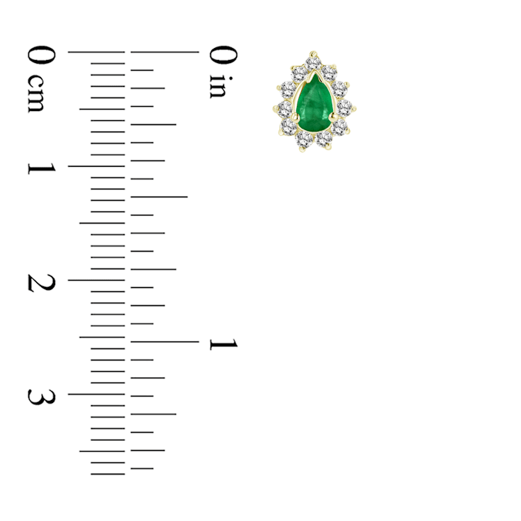 0.70ctw Emerald and Diamond Earrings in 14k Yellow Gold