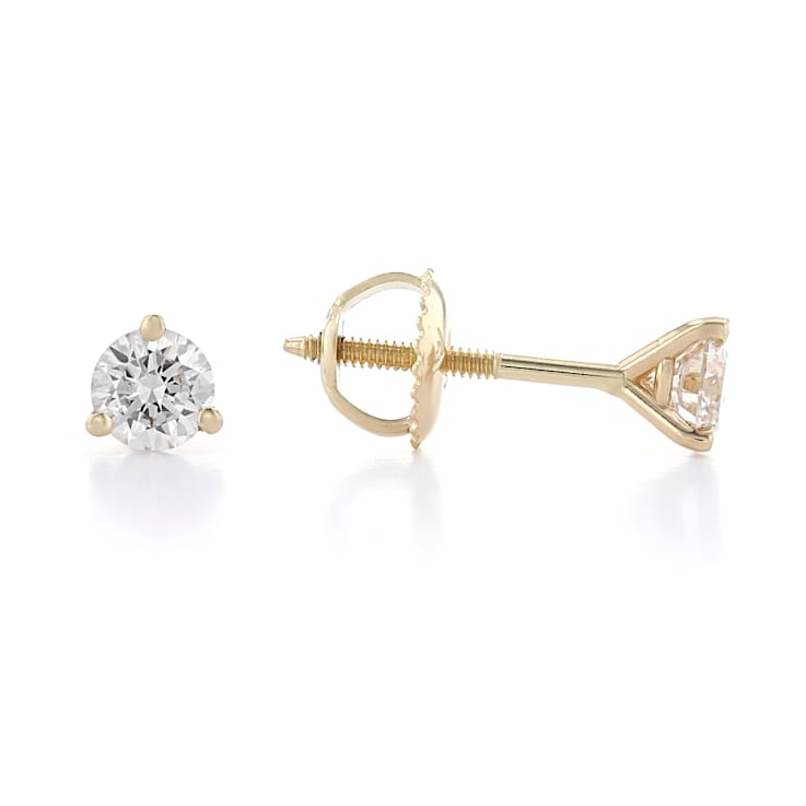 Certified White Lab-Grown Diamond H-I SI 14k Yellow Gold Martini Stud
Earrings 0.50ctw