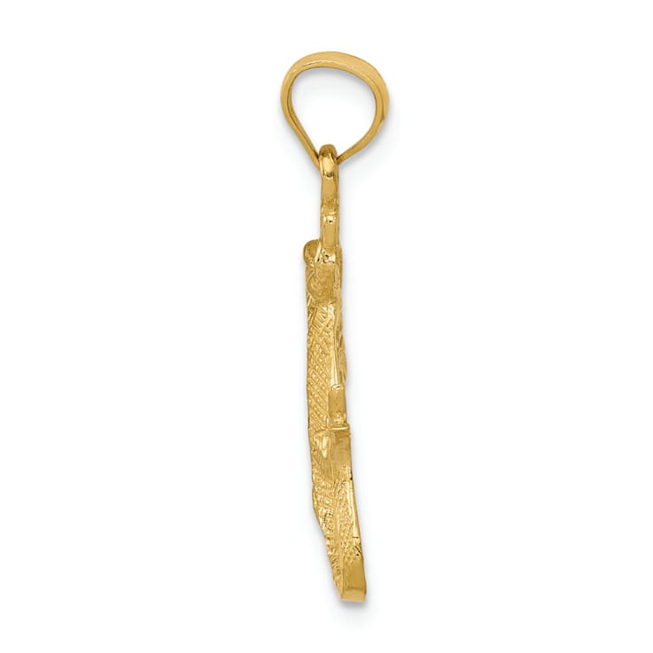 14k Yellow Gold Textured and Diamond-Cut Lizard Pendant