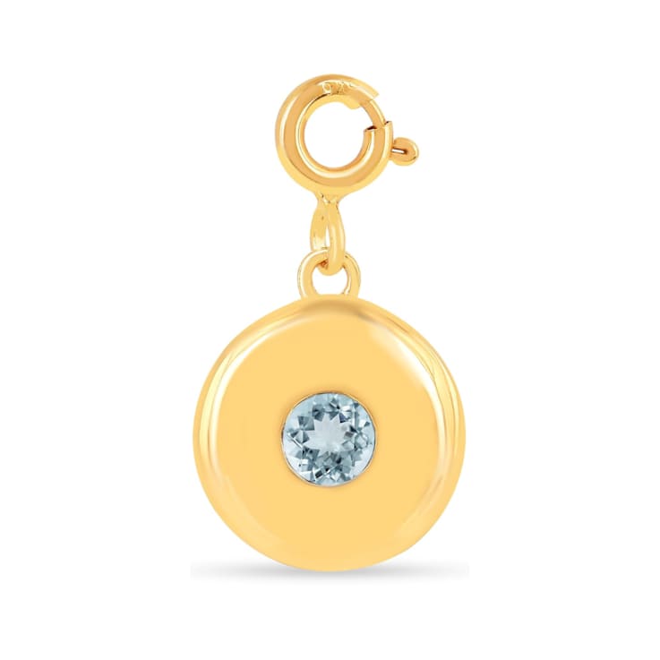 Round Aquamarine 18K Yellow Gold Over Sterling Silver Circle March
Birthstone Charm