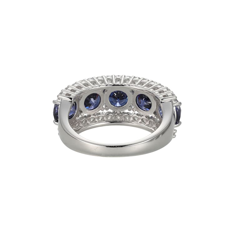 Blue And White Cubic Zirconia Platinum Over Sterling Silver Ring 7.75ctw