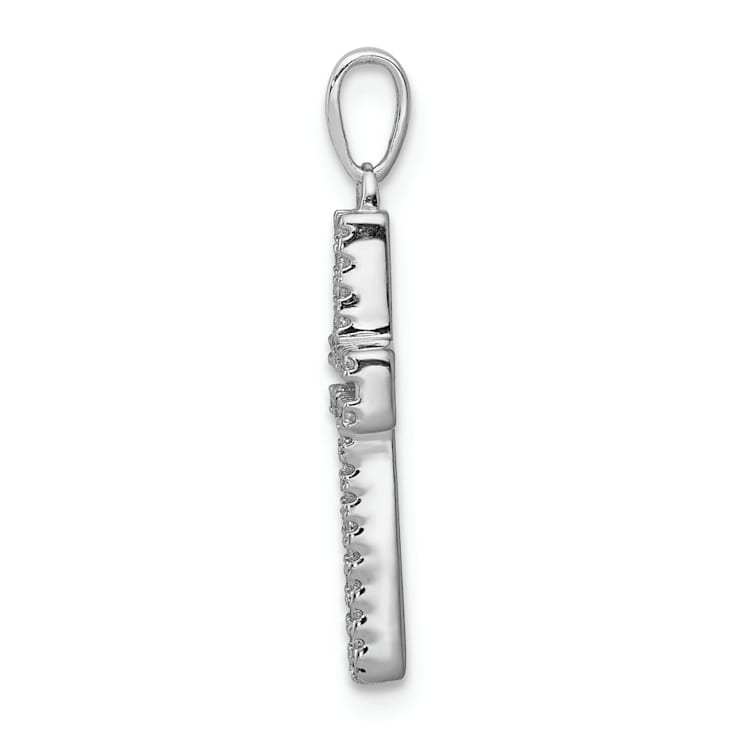 Rhodium Over 14k White Gold Diamond Cross Pendant
